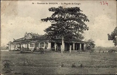 Ak Saigon Cochinchine Vietnam, La Pagode de Cangio