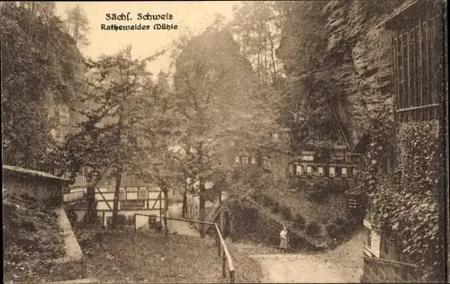 Ak Rathewalde Hohnstein Sächsische Schweiz, Rathewalder Mühle