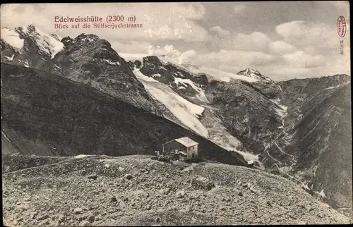 Ak Österreich, Edelweisshütte mit Blick a. d. Silberjochstraße