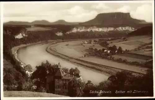 Ak Rathen an der Elbe Sächsische Schweiz, Panorama, Lilienstein