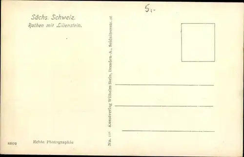 Ak Rathen an der Elbe Sächsische Schweiz, Panorama, Lilienstein