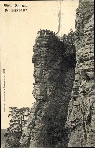 Ak Lohmen Sächsische Schweiz, Basteifelsen, Aussichtspunkt