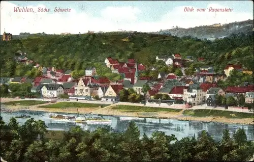 Ak Wehlen an der Elbe Sächsische Schweiz, Blick vom Ravenstein