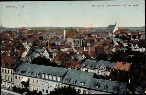 Ak Freiberg in Sachsen, Blick v. d. Jakobikirche auf die Stadt