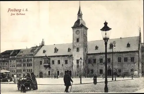 Ak Freiberg in Sachsen, Platz vor dem Rathaus, Elephanten Apotheke