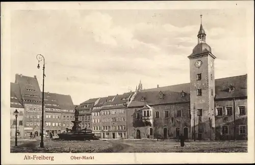 Ak Freiberg in Sachsen, Ober-Markt, Brunnendenkmal