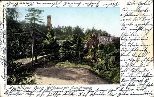 Leuchtfenster Ak Rochlitz an der Mulde, Rochlitzer Berg mit Waldpartie und Aussichtsturm