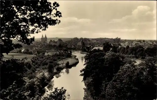 Ak Rochlitz an der Mulde, Blick über den Fluss zum Ort