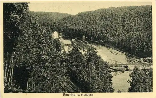 Ak Amerika Penig in Sachsen, Muldental, Brücke