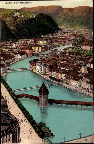 Ak Luzern Stadt Schweiz, Ballonaufnahme der Stadt
