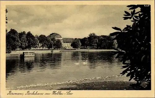 Ak Hansestadt Bremen, Parkhaus am Holler-See, Schwäne