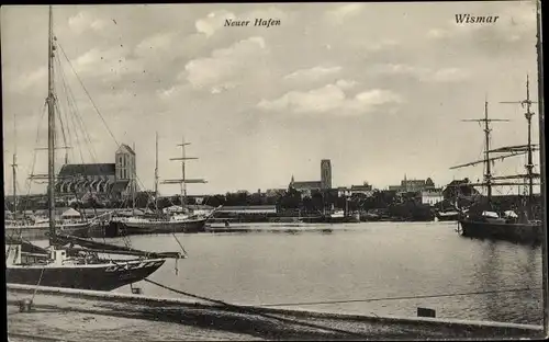 Ak Hansestadt Wismar, Neuer Hafen