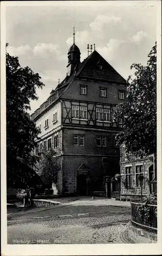 Ak Warburg in Westfalen, Partie am Rathaus