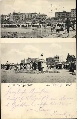 Ak Nordseebad Borkum in Ostfriesland, Strandpartie