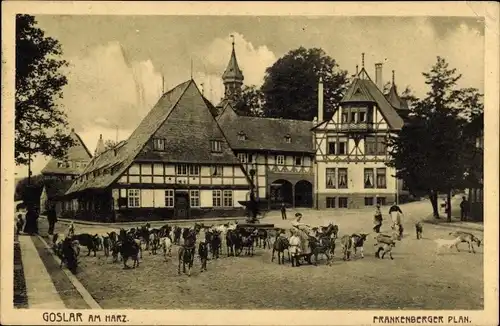 Ak Goslar am Harz, Frankenberger Plan, Fachwerkhäuser, Ziegen