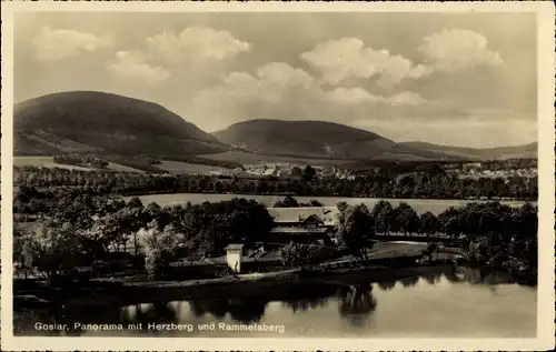 Ak Goslar am Harz, Panorama mit Herzberg und Rammelsberg, Gedicht A. Gebel