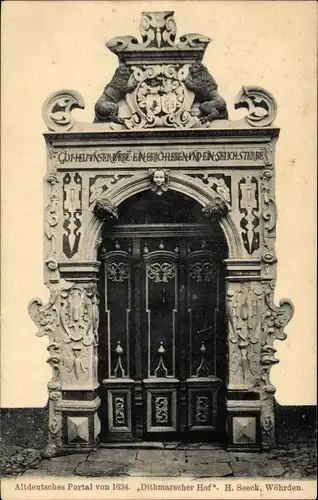 Ak Wöhrden in Dithmarschen, Dithmarscher Hof, Altdeutsches Portal von 1634