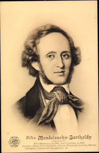 Ak Komponist Felix Mendelssohn-Bartholdy, Portrait