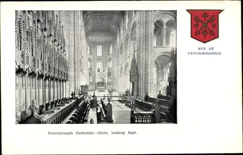 Wappen Ak Peterborough Cambridgeshire England, Cathedral, Choir