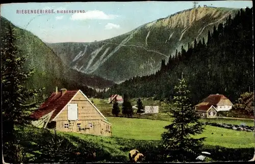 Ak Pec pod Sněžkou Petzer Riesengebirge Reg Königgratz, Riesengrund, Obří důl