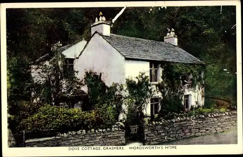 Ak Grasmere Lake District Cumbria England, Dove Cottage, Wordsworth's Home