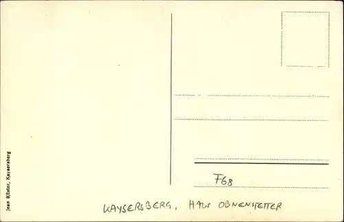 Ak Kaysersberg Elsass Haut Rhin, Haus Obnenstetter