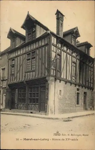 Ak Moret sur Loing Seine et Marne, Maison du XV siecle