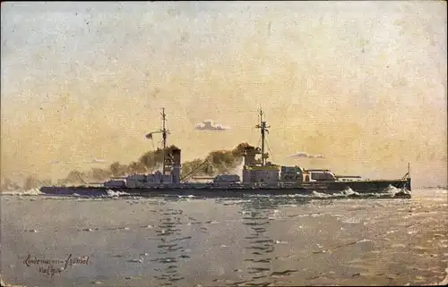 Künstler Ak Lindemann Frommel, Deutsches Kriegsschiff, SMS Großer Kurfürst, Kaiserliche Marine