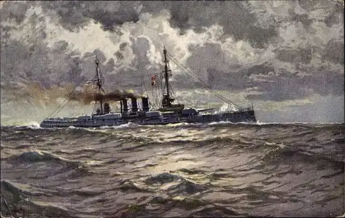 Künstler Ak Bohrdt, Hans, Deutsches Kriegsschiff, SMS Oldenburg, Linienschiff, Kaiserliche Marine
