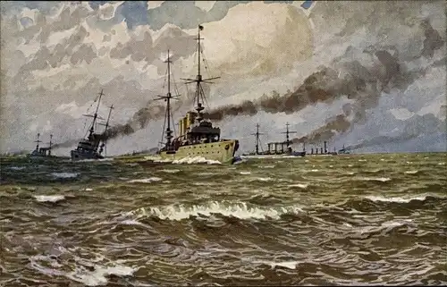 Künstler Ak Deutsches Kriegsschiff, SMS Königsberg, Kaiserliche Marine