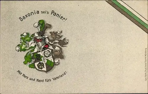 Studentika Ak Wappen eines studentischen Vereins, Saxonia sei's Panier