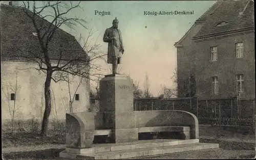 Ak Pegau in Sachsen, König-Albert-Denkmal