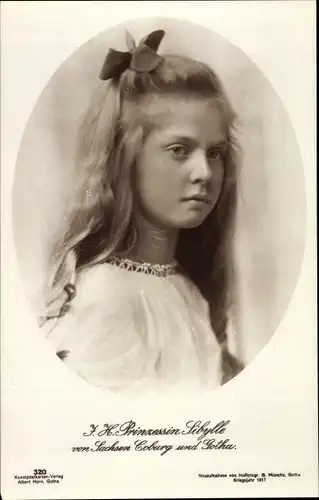 Ak Prinzessin Sibylle von Sachsen Coburg Gotha, Portrait