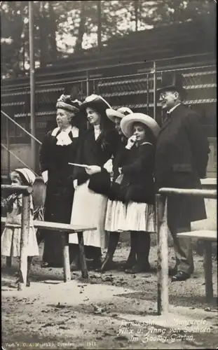 Foto Ak Prinzessinnen Margarete, Alix und Anna von Sachsen im Zoo