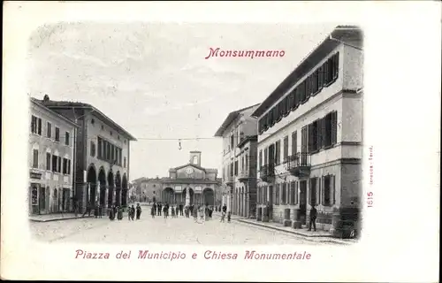 Ak Monsummano Terme Toscana Italien, Piazza del Municipio, Chiesa Monumentale