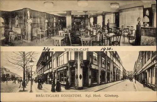 Ak Göteborg Schweden, Wiener Café, Bräutigams Konditori, Kgl. Hovl.