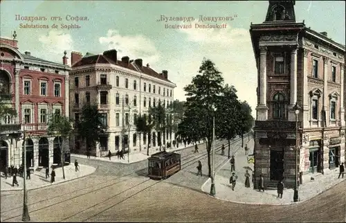 Ak Sofia Bulgarien, Boulevard Dondoukoff, Straßenbahn