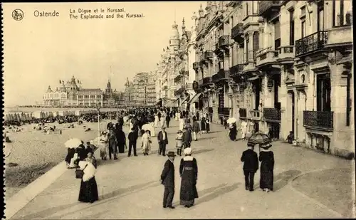 Ak Ostende Westflandern Belgien, La Digue, Promenade, Passanten, Strand