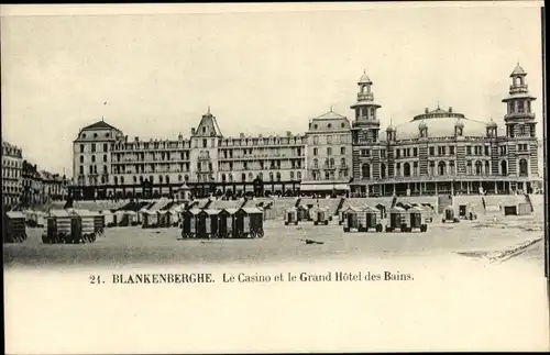 Ak Blankenberghe Blankenberge Westflandern, Le Casino et le Grand Hotel des Bains