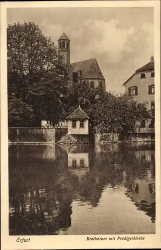 Ak Erfurt in Thüringen, Breitstrom mit Predigerkirche