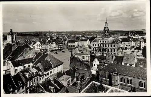 Ak Maastricht Limburg Niederlande, Panorama markt met raadhuis