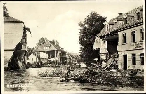 Ak Berggießhübel in Sachsen, Unwetterkatastrophe, 8. Juli. 1927, zerstörte Häuser, Tischlerei