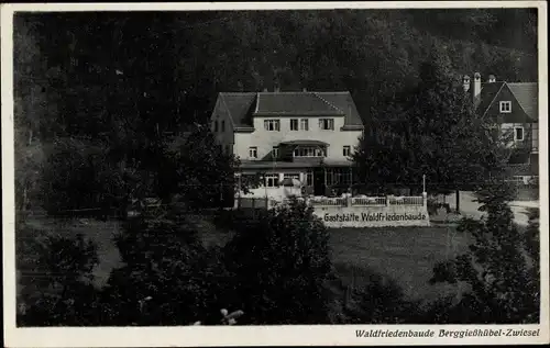 Ak Zwiesel Berggießhübel in Sachsen, Gaststätte Waldfriedenbaude, Inhaber Emil Pfaff