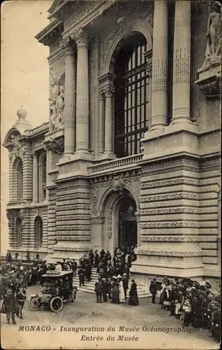 Ak Monaco, Inauguration du Musée Océanographique, Entrée du Musée
