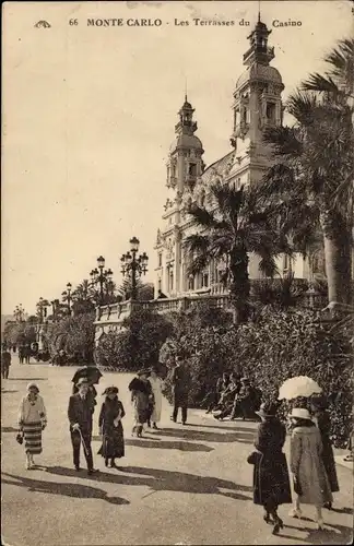 Ak Monte Carlo Monaco, Les Terrasses du Casino, Spaziergänger