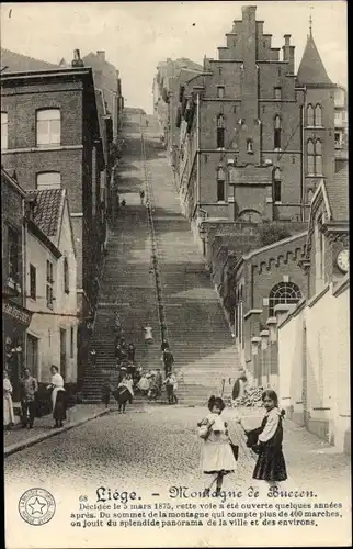 Ak Liège Lüttich Wallonien, Montagne de Bueren, Treppe