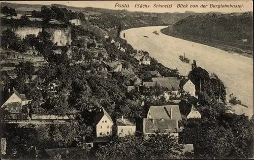 Ak Posta Pirna in Sachsen, Blick von der Burglehnbastei