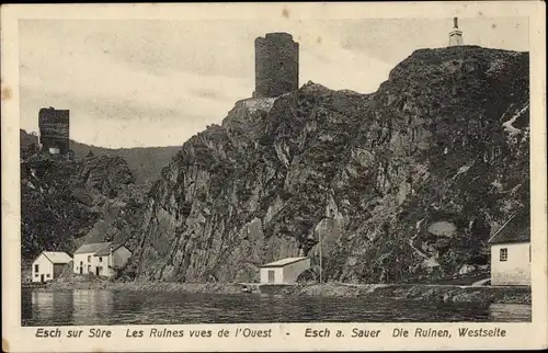 Ak Esch sur Sure Esch an der Sauer Luxemburg, Ruinen
