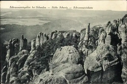 Ak Bad Schandau Sächsische Schweiz, Schrammsteinkette, Panorama