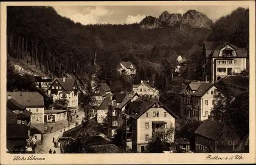 Ak Rathen an der Elbe Sächsische Schweiz, Ortsansicht